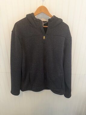 Mens Rugged Elements Long Sleeve Fleece Hoodie L Black Lined Full Zip